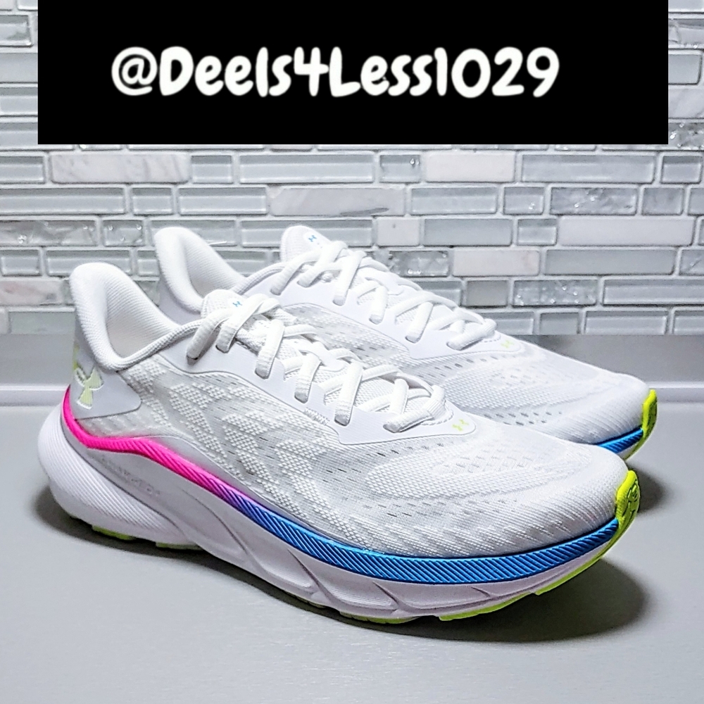 Under Armour HOVR Turbulence 3 Running Womens White Blue Pink Volt Green - Picture 3 of 6